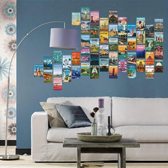50pcs Retro Travel Posters Wall Collage Kit for Teens and Adults