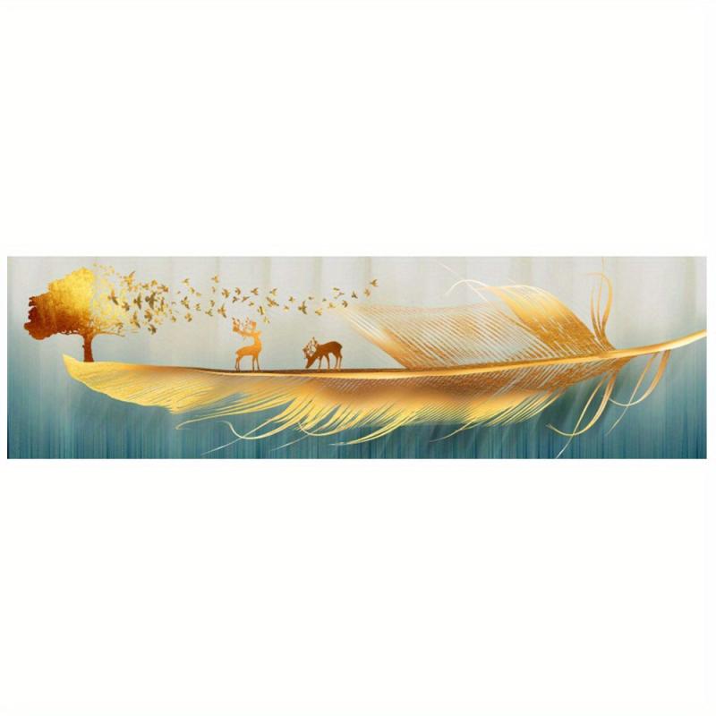 Modern Golden Feathers Wall Poster Canvas Painting