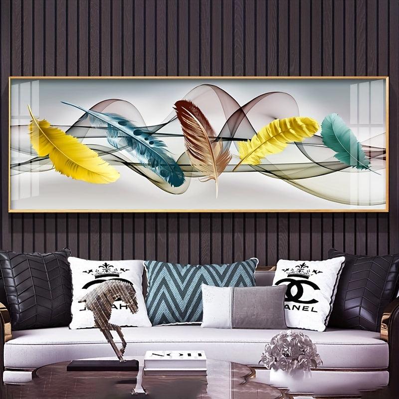 Modern Golden Feathers Wall Poster Canvas Painting