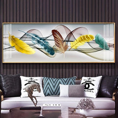 Modern Golden Feathers Wall Poster Canvas Painting