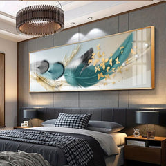 Modern Golden Feathers Wall Poster Canvas Painting