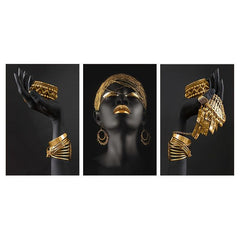 3pcs African Woman Canvas Posters Set for Home Office Decor