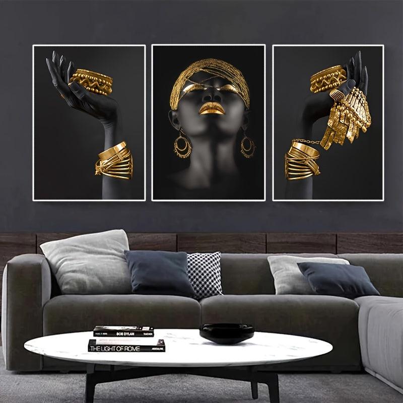3pcs African Woman Canvas Posters Set for Home Office Decor