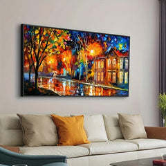 Night View In Autumn Canvas Poster Paris Streets Landscape Picture Prints