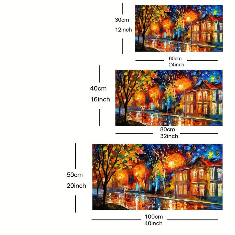 Night View In Autumn Canvas Poster Paris Streets Landscape Picture Prints