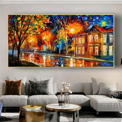 Night View In Autumn Canvas Poster Paris Streets Landscape Picture Prints