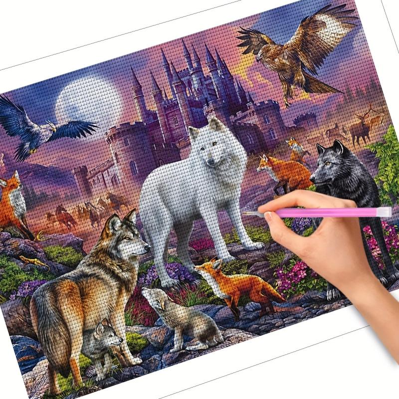 Eagle Wolves DIY Diamond Painting Kit for Adults 5D Diamond Art