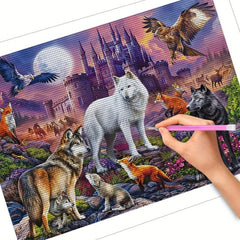 Eagle Wolves DIY Diamond Painting Kit for Adults 5D Diamond Art