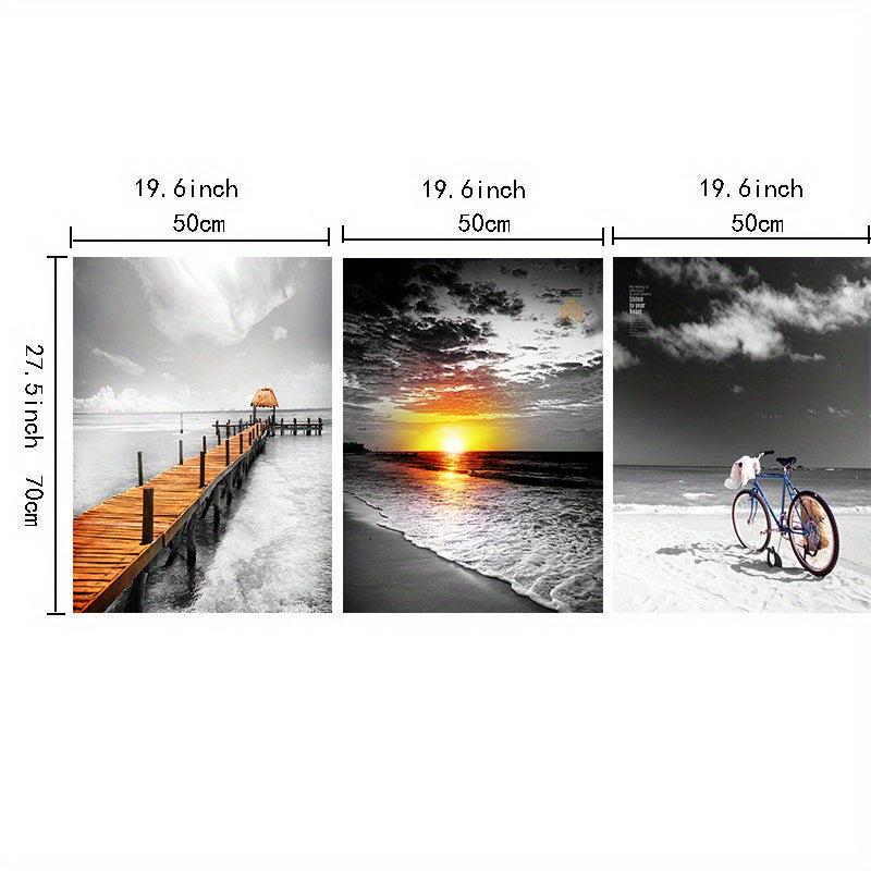 3pcs Modern Landscape Canvas Paintings Wall Art for Bathroom Bedroom Office