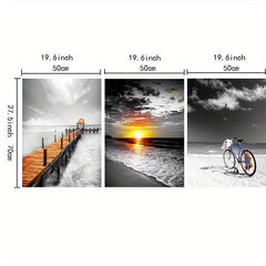 3pcs Modern Landscape Canvas Paintings Wall Art for Bathroom Bedroom Office