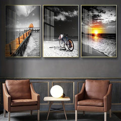 3pcs Modern Landscape Canvas Paintings Wall Art for Bathroom Bedroom Office