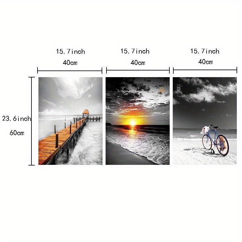 3pcs Modern Landscape Canvas Paintings Wall Art for Bathroom Bedroom Office
