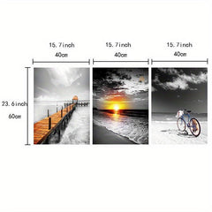 3pcs Modern Landscape Canvas Paintings Wall Art for Bathroom Bedroom Office
