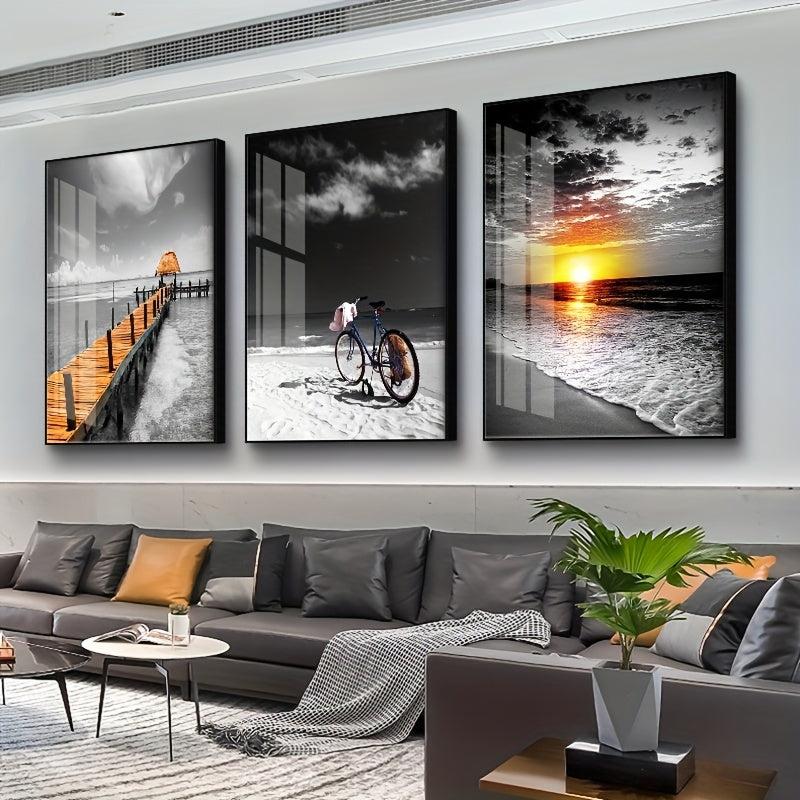 3pcs Modern Landscape Canvas Paintings Wall Art for Bathroom Bedroom Office