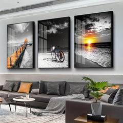 3pcs Modern Landscape Canvas Paintings Wall Art for Bathroom Bedroom Office