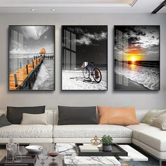 3pcs Modern Landscape Canvas Paintings Wall Art for Bathroom Bedroom Office