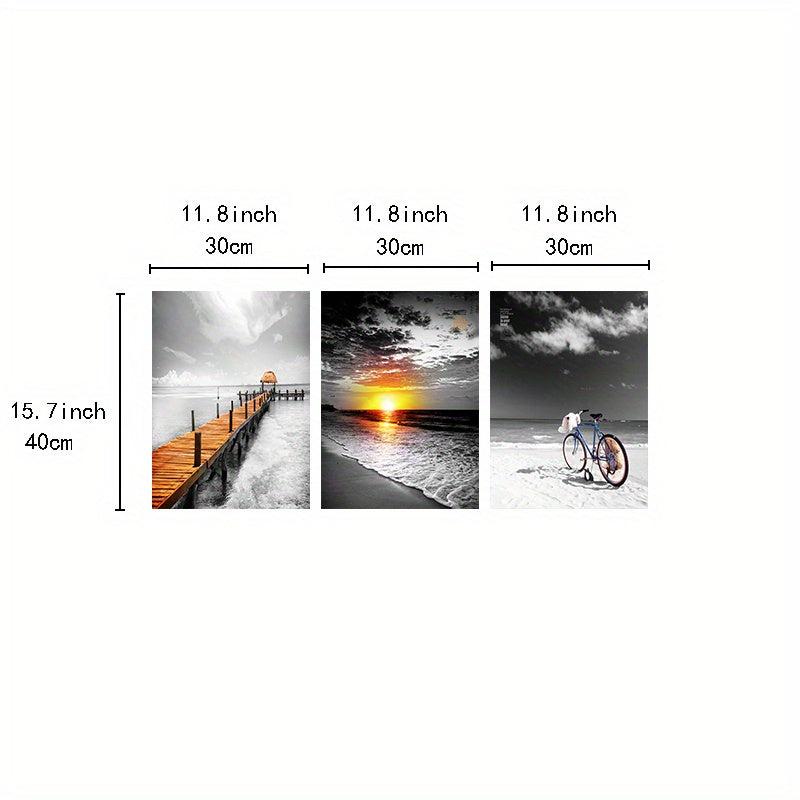 3pcs Modern Landscape Canvas Paintings Wall Art for Bathroom Bedroom Office
