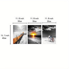 3pcs Modern Landscape Canvas Paintings Wall Art for Bathroom Bedroom Office