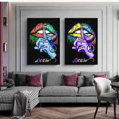 Graffiti Art Sexy Lips Canvas Painting Street Art Decorative
