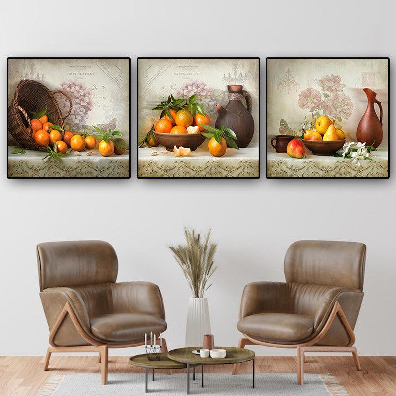 Vintage Fruit Canvas Art Set for Kitchen - Rustic Farmhouse Signs and Paintings