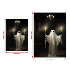 Canvas Poster Ghost With Candles Halloween Print Dark Academia Gothic Wall Decor