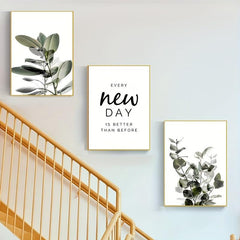 3pcs Green Plants Canvas Paintings Wall Art