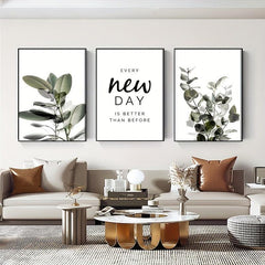 3pcs Green Plants Canvas Paintings Wall Art