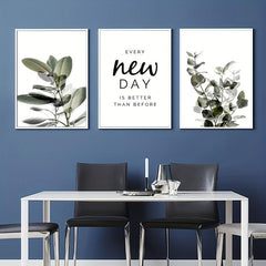 3pcs Green Plants Canvas Paintings Wall Art