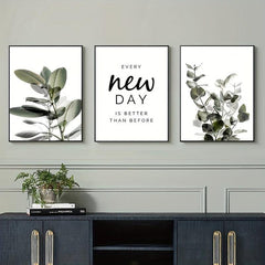 3pcs Green Plants Canvas Paintings Wall Art