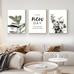 3pcs Green Plants Canvas Paintings Wall Art