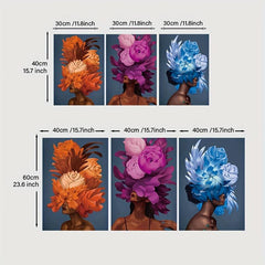 3pcs Colorful Flower Head Canvas Art African Woman Posters