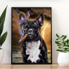 Bulldog Smoking Cigarette Art Canvas Painting