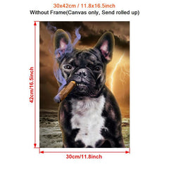 Bulldog Smoking Cigarette Art Canvas Painting