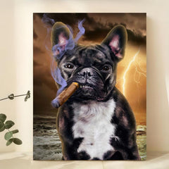 Bulldog Smoking Cigarette Art Canvas Painting