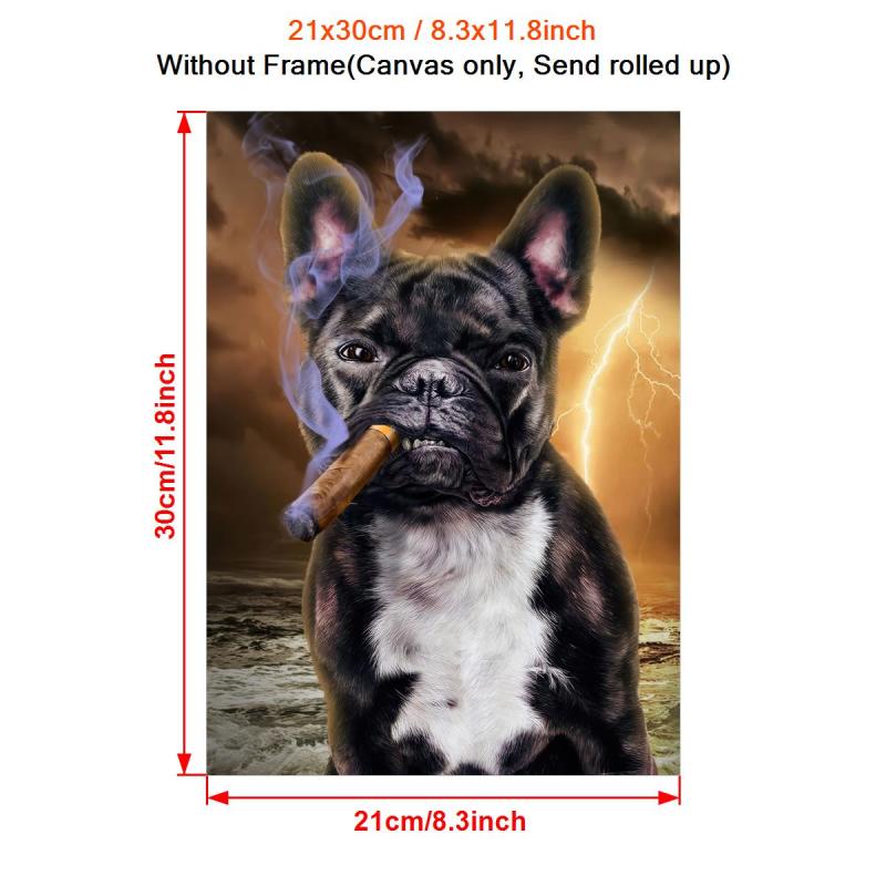 Bulldog Smoking Cigarette Art Canvas Painting
