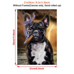 Bulldog Smoking Cigarette Art Canvas Painting