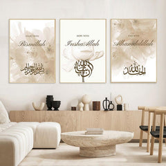 3pcs Canvas Poster Small Fresh Plant Flowers Ideal Gift For Bedroom Decor
