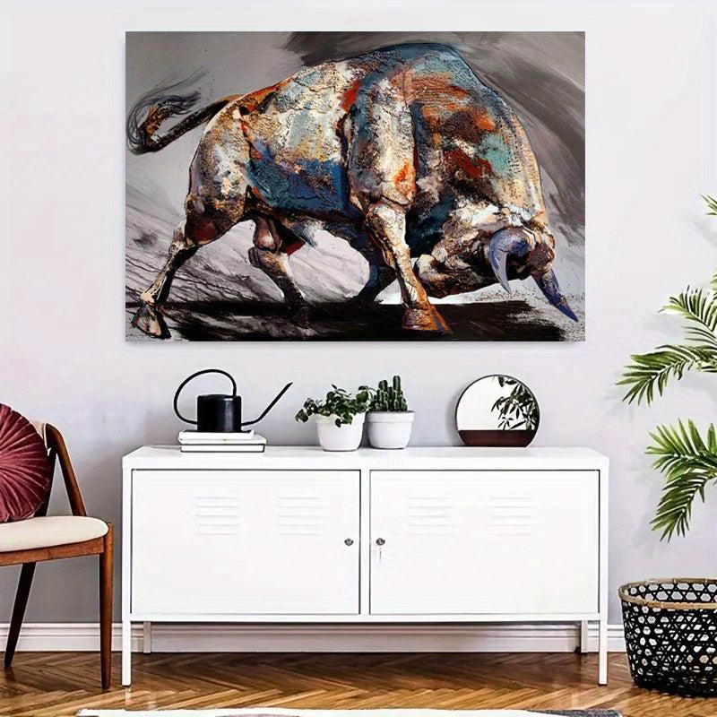 Spanish Bullfighting Animal Abstract Canvas Wall Print