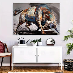 Spanish Bullfighting Animal Abstract Canvas Wall Print