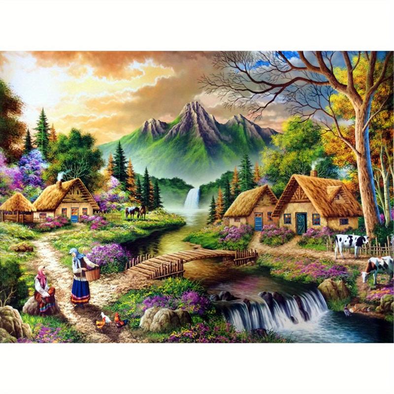 DIY 5D Round Diamond Painting Kit for Adults - Home Wall Decor Landscape Craft