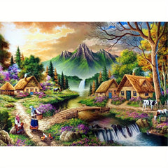 DIY 5D Round Diamond Painting Kit for Adults - Home Wall Decor Landscape Craft