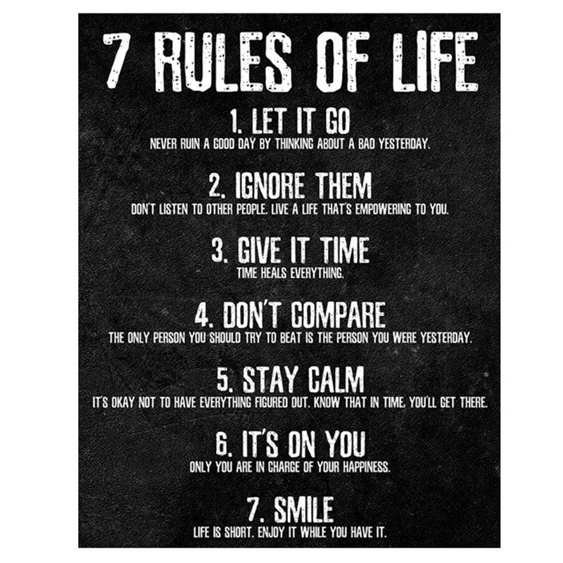 7 Rules Of Life Wall Poster Canvas Painting 15 7 23 6in