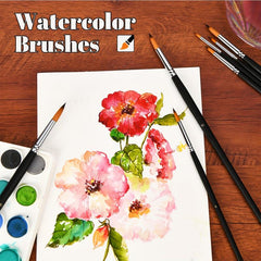 9pcs Artist Acrylic Paint Brushes for Watercolor Gouache Face Nail Art Crafts