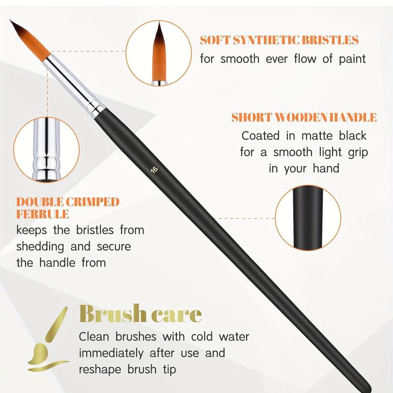 9pcs Artist Acrylic Paint Brushes for Watercolor Gouache Face Nail Art Crafts