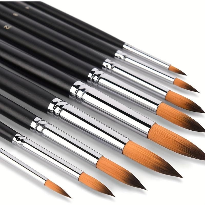 9pcs Artist Acrylic Paint Brushes for Watercolor Gouache Face Nail Art Crafts