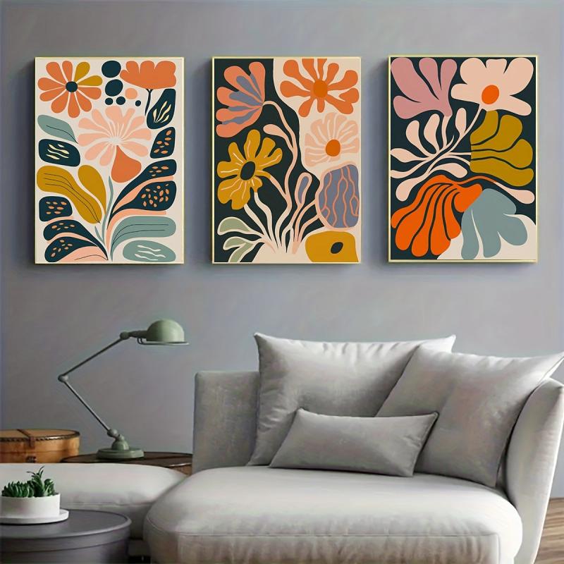 Canvas Poster Modern Art Abstract Line Flower Paintings Set