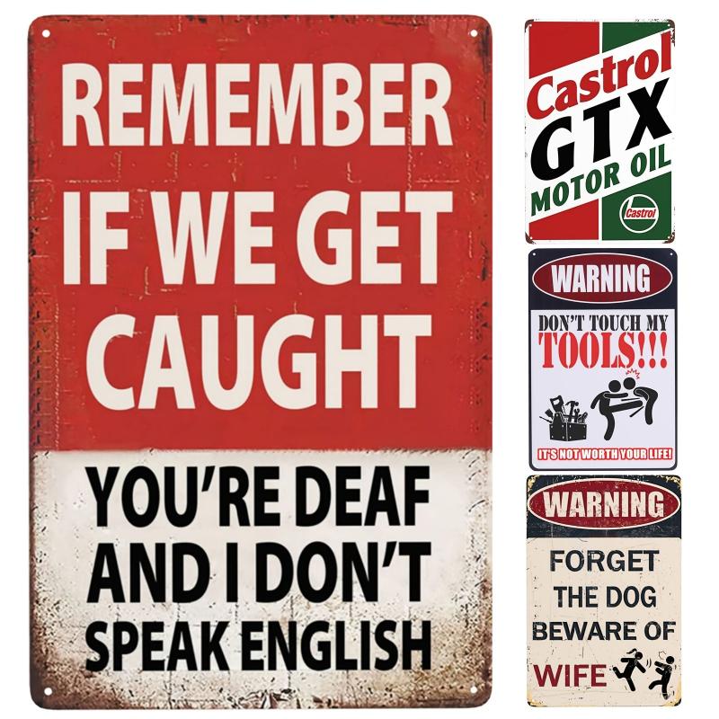 Funny Metal Garage Sign: Forget The Dog Beware Of Wife Tin Sign