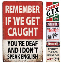 Funny Metal Garage Sign: Forget The Dog Beware Of Wife Tin Sign