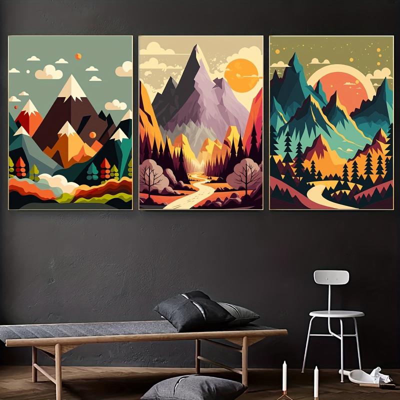 3pcs Anime Art Landscape Canvas Poster Set