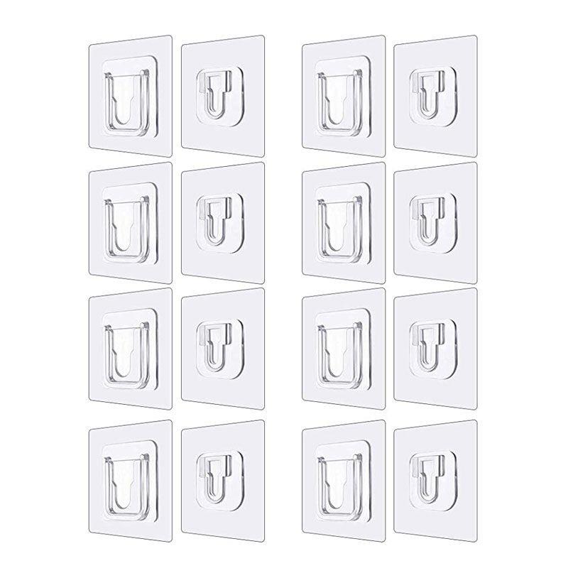 16pcs Double Sided Adhesive Wall Hooks for Bathroom and Office Hanging